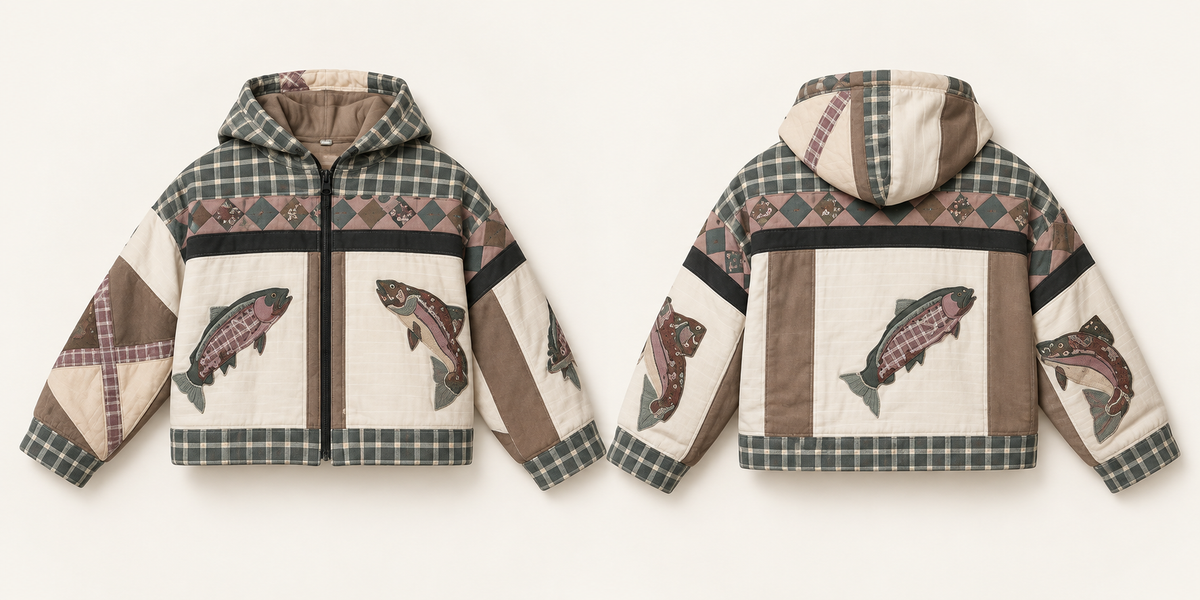 Riverbend Trout Patchwork Zip-Up Hoodie